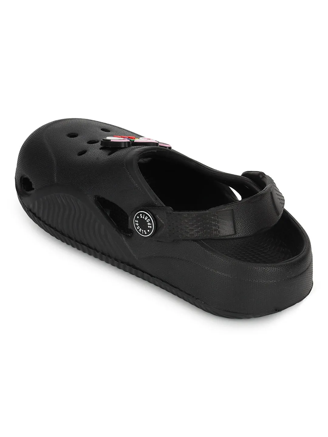 Black Stylish Slip-On Clogs For Kids-Unisex (TC-LCLOG1-BLK)